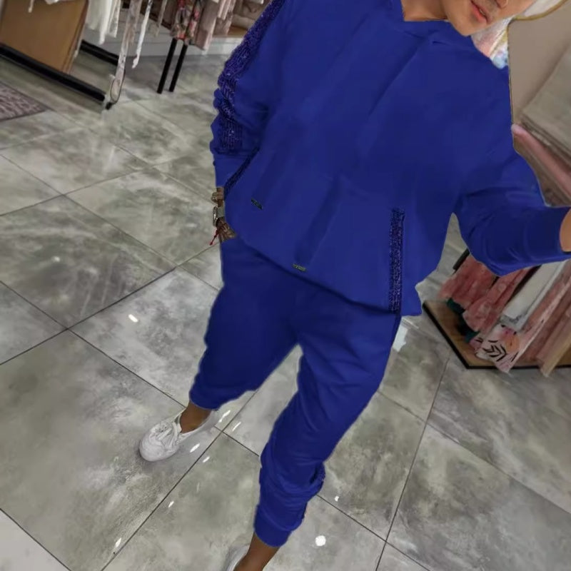 🌷Temps limité 55% DE RÉDUCTION🌷Ensemble 2 pièces de hauts à capuche avec cordon de serrage pour femmes & pantalons💞