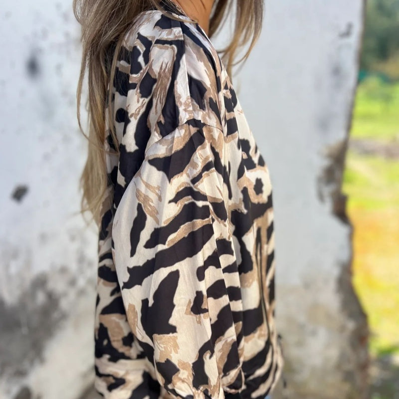 🌸Speciale aanbieding🌸Vrouwen Lente Herfst Zebra Print Zip Hooded Jacket