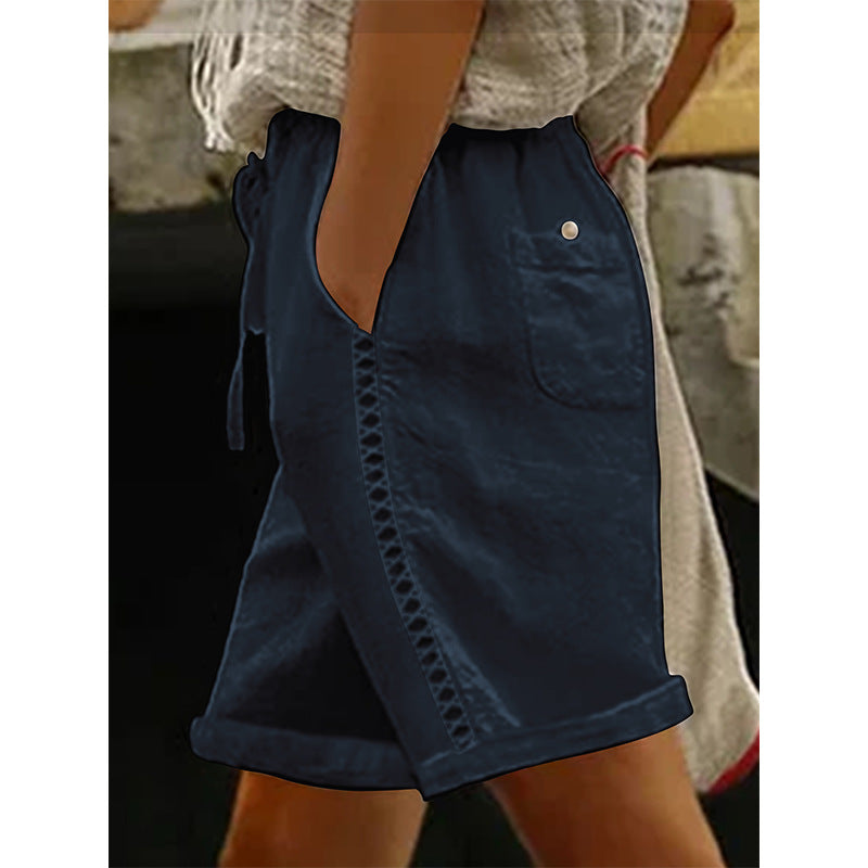 🔥50% KORTING! Dames shorts met trekkoord & kant, ademend materiaal met handige zakken