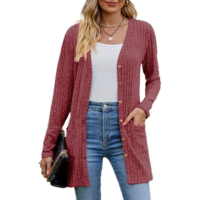 🌸Hot Sale 50% OFF💖Middellange gebreide vest met zakken