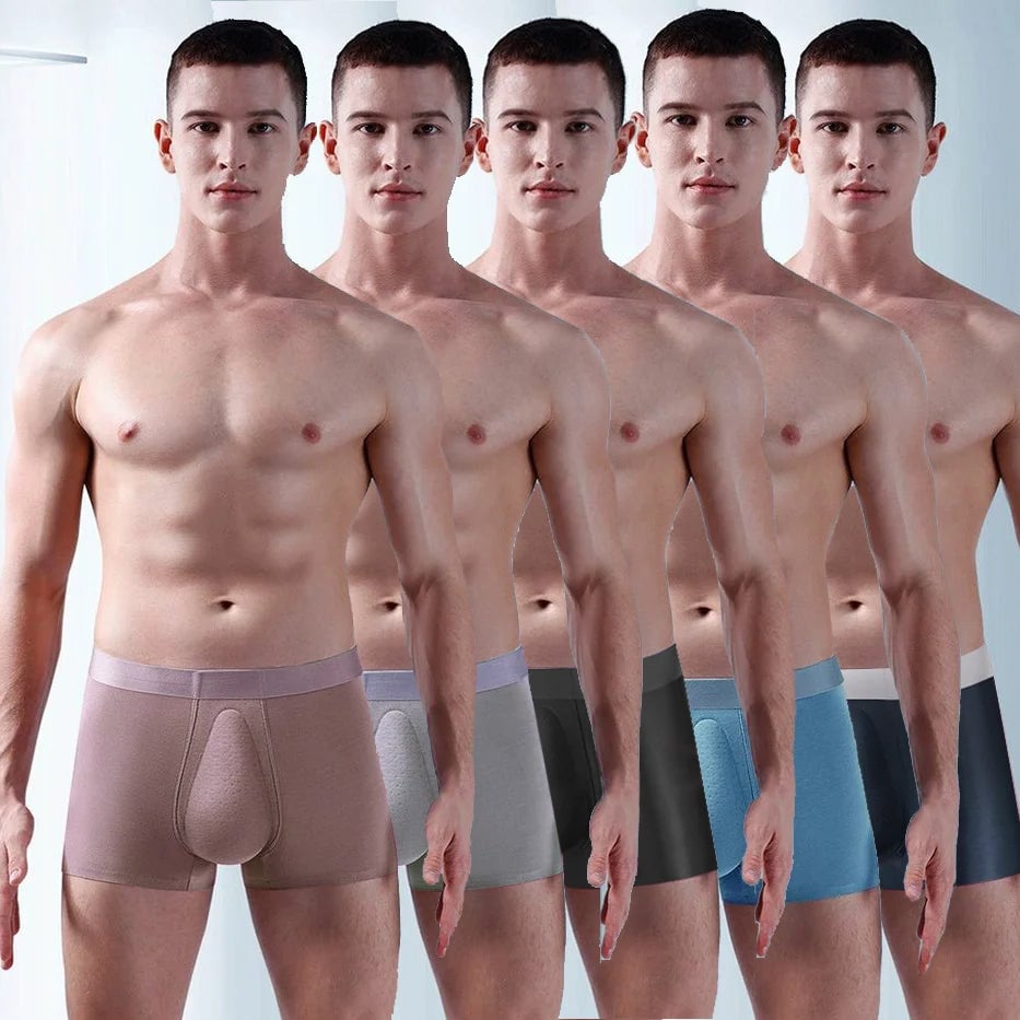 Herenboxers met organische latex ondersteuningszak.