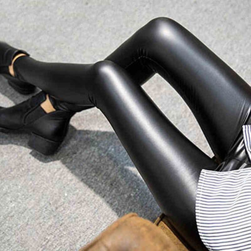 Leggings thermiques en faux cuir pour femmes