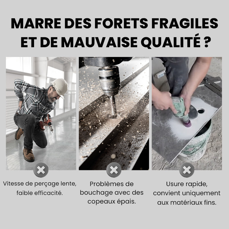 🔥Vente à chaud - 49 % de réduction🔥Kit de Forets Excentriques Dentelés à 4 Cannelures Haute Résistance