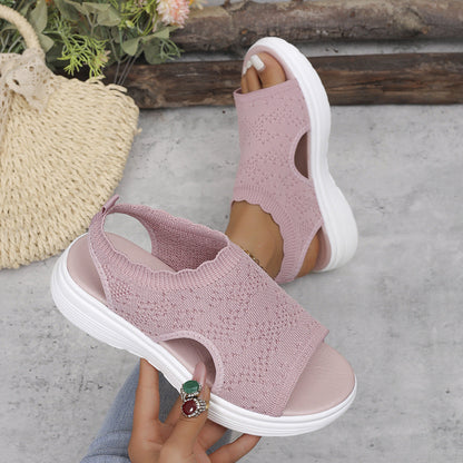 👡🌬️ Ademende gebreide platform sandalen voor dames – Lichtgewicht en zacht ✨