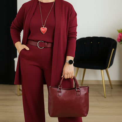 ⏳Especial por tiempo limitado⏰Elegante conjunto de 3 piezas que incluye cárdigan largo, top y pantalón💞