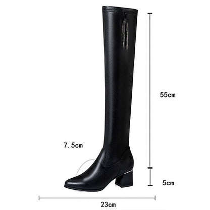 51%OFF✨Série Automne et Hiver✨Bottes en cuir chaudes à haute élasticité pour femmes✨Amincissantes