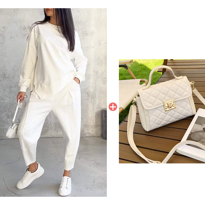 ⏰ Now only 50% off!🔥Women's Irregular Hem Top & Casual Pants Set