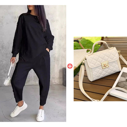 ⏰ Now only 50% off!🔥Women's Irregular Hem Top & Casual Pants Set