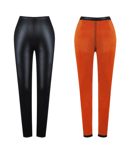 Leggings thermiques en faux cuir pour femmes