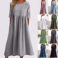 💝2025 NEW SALES - 50% OFF💝Women's Casual Basic Outdoor Crew Neck Pocket Smocked Cotton Dress👗