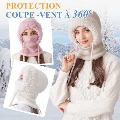 🔥VENTE CHAUDE 🔥Écharpe Bonnet Tricoté Hiver Femme 3-en-1 Cagoule