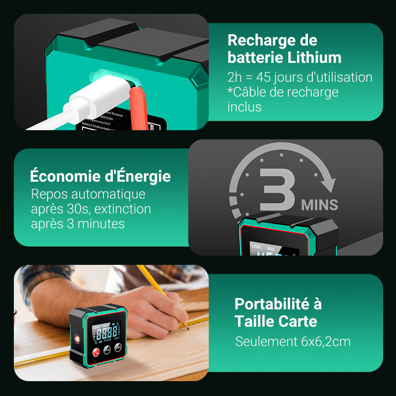 🔥Vente à chaud 61% de réduction🔥Détecteur d'angle numérique magnétique avec laser électronique