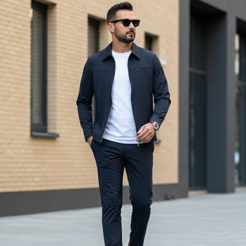 ✈️Livraison gratuite✈️Ensemble 2 pièces décontracté de couleur unie pour homme – Veste et pantalon