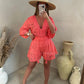 💕Tijdelijke aanbieding: 50% korting💕 Casual pakje met korte broek, V-hals en kant