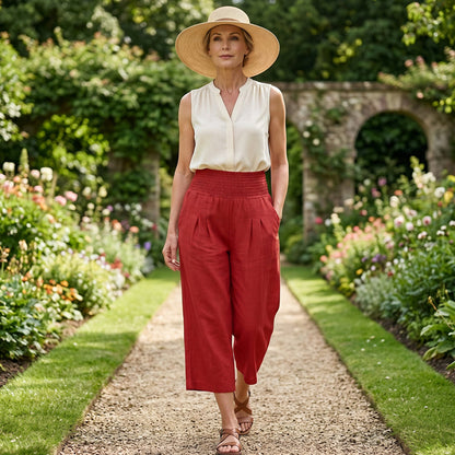 ⏰🔥 TIJDELIJK 50% KORTING! 👖 Lichtgewicht cropped broek voor dames met elastische taille (S-3XL) – Comfortabel, soepel vallend & perfect voor casual zomeroutfits ✨🌿