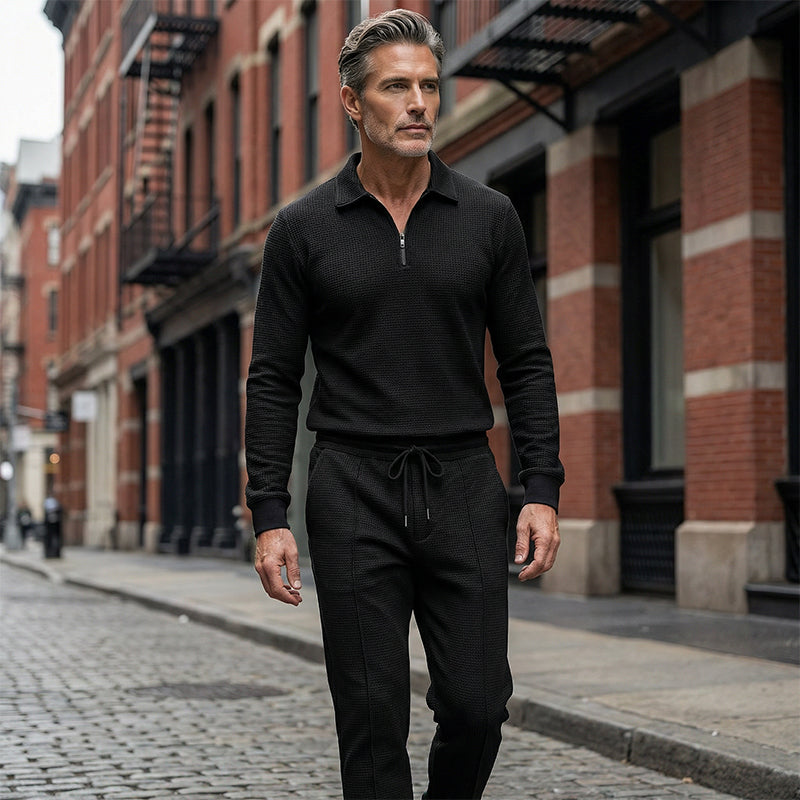 💥 Men’s Waffle Knit Sweatshirt & Straight-Leg Pants Set – Cozy, Breathable & Effortlessly Stylish 👕👖