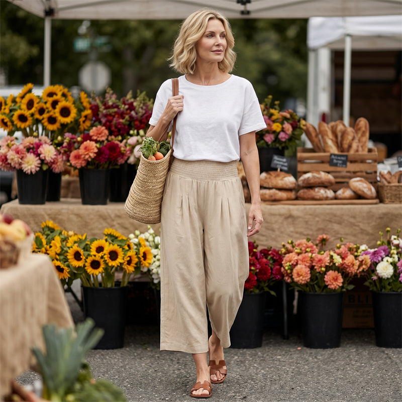 ⏰🔥 TIJDELIJK 50% KORTING! 👖 Lichtgewicht cropped broek voor dames met elastische taille (S-3XL) – Comfortabel, soepel vallend & perfect voor casual zomeroutfits ✨🌿