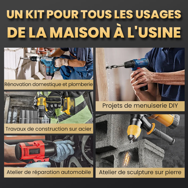 🔥Vente à chaud - 49 % de réduction🔥Kit de Forets Excentriques Dentelés à 4 Cannelures Haute Résistance