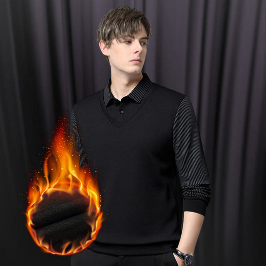 🔥50% DE RÉDUCTION ! 🍂 Chemise à Col Rayé 2 Pièces - Style Automne/Hiver en Coton Respirant et Confortable 👔📦