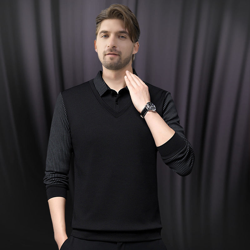 🔥50% DE RÉDUCTION ! 🍂 Chemise à Col Rayé 2 Pièces - Style Automne/Hiver en Coton Respirant et Confortable 👔📦