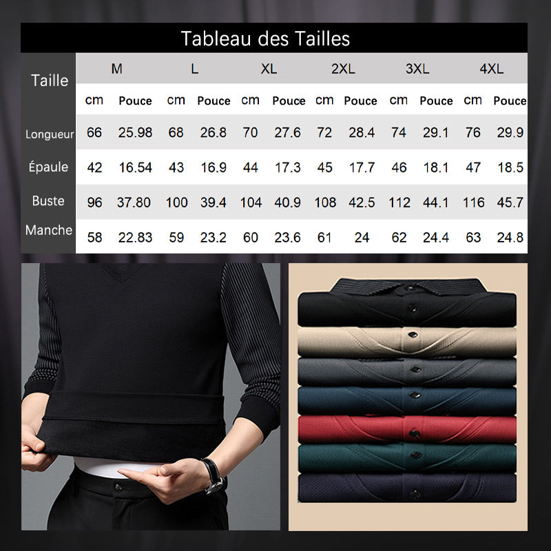 🔥50% DE RÉDUCTION ! 🍂 Chemise à Col Rayé 2 Pièces - Style Automne/Hiver en Coton Respirant et Confortable 👔📦