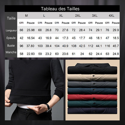 🔥50% DE RÉDUCTION ! 🍂 Chemise à Col Rayé 2 Pièces - Style Automne/Hiver en Coton Respirant et Confortable 👔📦