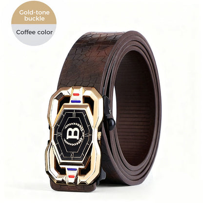 🐊Leren riem voor heren met een elegant krokodillenleerpatroon, voorzien van een automatische gesp en gemaakt van rundleer.