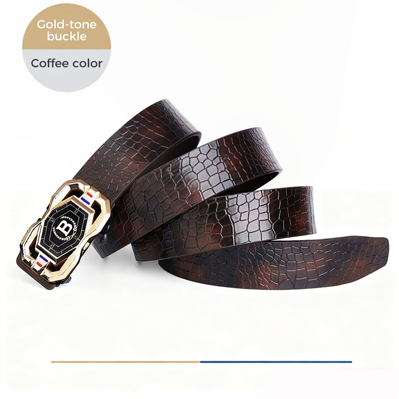 🐊Leren riem voor heren met een elegant krokodillenleerpatroon, voorzien van een automatische gesp en gemaakt van rundleer.