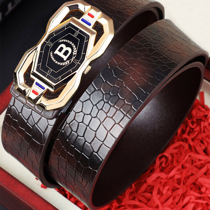 🐊Leren riem voor heren met een elegant krokodillenleerpatroon, voorzien van een automatische gesp en gemaakt van rundleer.