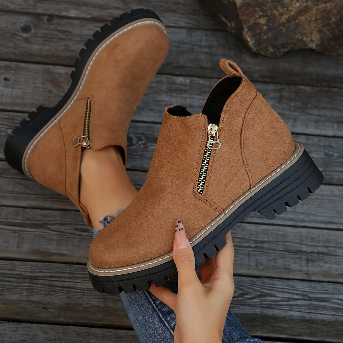 👠 ✨Dames Ronde Neus Schoenen Met Zij-ritssluiting: Comfortabel & Stijlvol Voor Elke Dag!