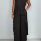 Laney Pleated Short Sleeve Irregular Midi Top and Elastic Waist Wide Leg Pants Set