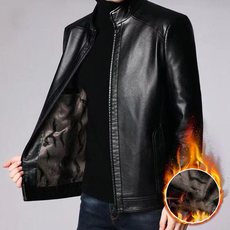 🔥45% KORTING — Heren leren jas met pluche voering | Warm cadeau voor hem