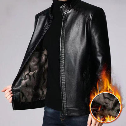 🔥45% KORTING — Heren leren jas met pluche voering | Warm cadeau voor hem