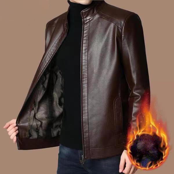 🔥45% KORTING — Heren leren jas met pluche voering | Warm cadeau voor hem