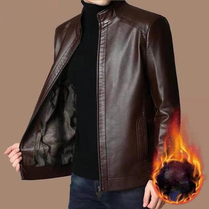 🔥45% KORTING — Heren leren jas met pluche voering | Warm cadeau voor hem