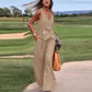 🤩🔥hot selling OOTD💕Solid Color Button Down Vest and Wide Leg Pants 2 Piece Set for Women 💐