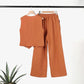 🤩🔥hot selling OOTD💕Solid Color Button Down Vest and Wide Leg Pants 2 Piece Set for Women 💐