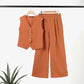 🤩🔥hot selling OOTD💕Solid Color Button Down Vest and Wide Leg Pants 2 Piece Set for Women 💐