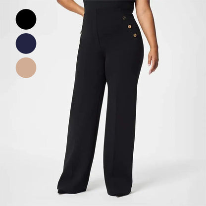 🔥 NIEUW! 50% KORTING 💕 Dames Broek met Wijde Pijpen – Buikondersteuning & Stijlvolle Knopen ✨ Perfect voor Werk, Uitgaan & Dagelijks Gebruik