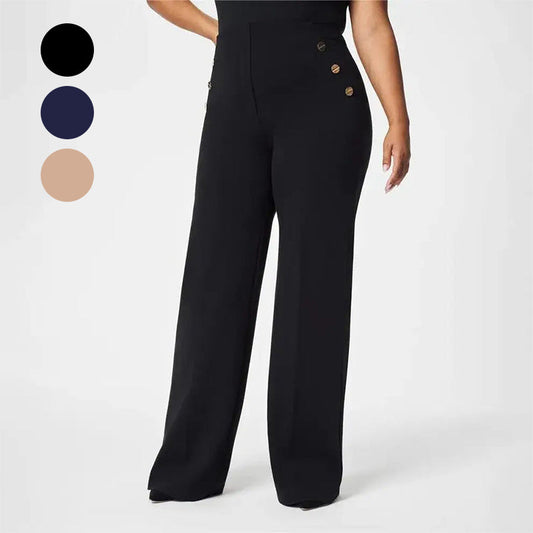 🔥 NIEUW! 50% KORTING 💕 Dames Broek met Wijde Pijpen – Buikondersteuning & Stijlvolle Knopen ✨ Perfect voor Werk, Uitgaan & Dagelijks Gebruik