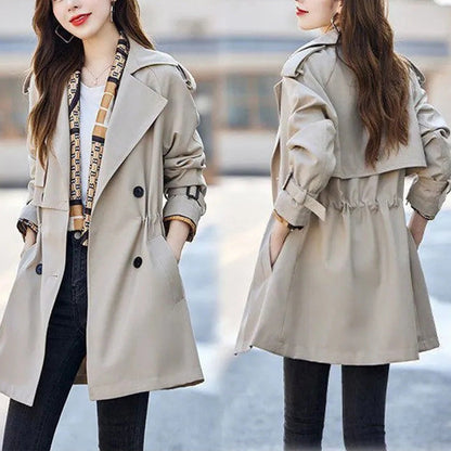 🔥Vente d'automne à durée limitée🔥Trench-coat amincissant mi-long à revers pour femme