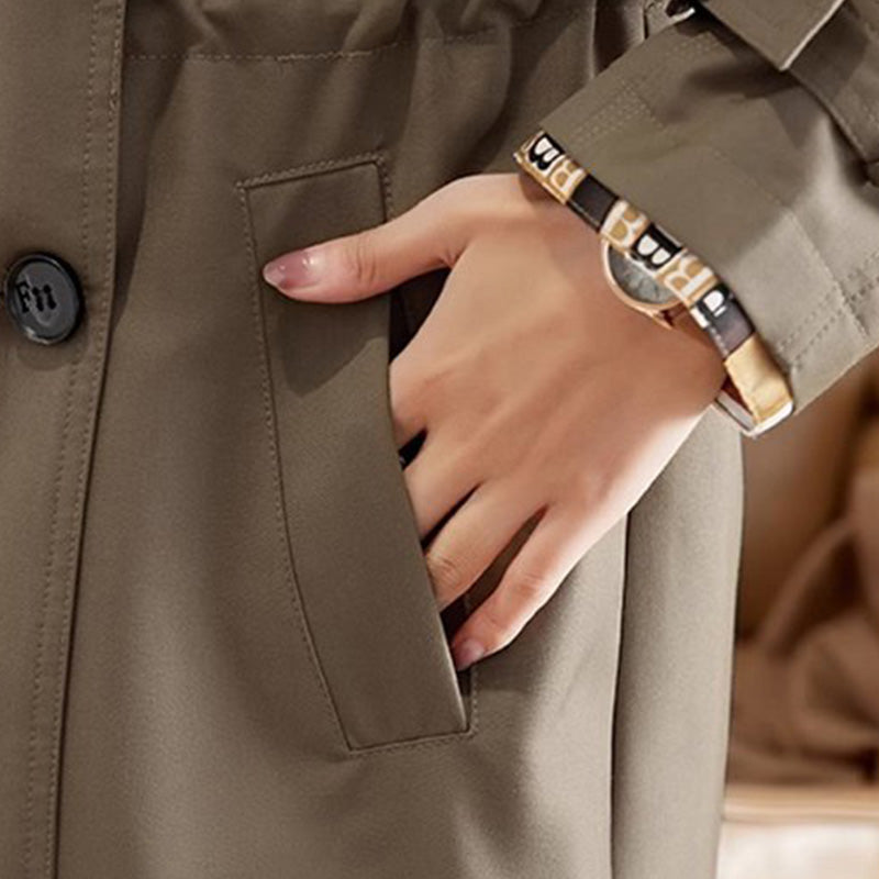 🔥Vente d'automne à durée limitée🔥Trench-coat amincissant mi-long à revers pour femme