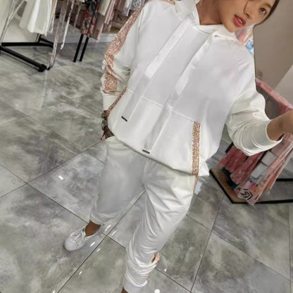 🌷Temps limité 55% DE RÉDUCTION🌷Ensemble 2 pièces de hauts à capuche avec cordon de serrage pour femmes ＆ pantalons💞