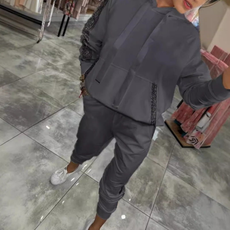 🌷Temps limité 55% DE RÉDUCTION🌷Ensemble 2 pièces de hauts à capuche avec cordon de serrage pour femmes ＆ pantalons💞