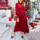 🎄🎉Christmas Vibes 🎁💃Women’s Luxurious Long-Sleeve Dress with Ruffle Hem💝 （Enjoy free shipping😍）