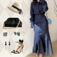 Women's Elegant Blouse & Skirt 2-Piece Set