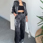 ❤️❤️Women's Fashion Leopard 2-Piece Set - Full-Zipper Jacket & Matching Wide-Leg Pants