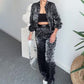 ❤️❤️Women's Fashion Leopard 2-Piece Set - Full-Zipper Jacket & Matching Wide-Leg Pants