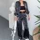 ❤️❤️Women's Fashion Leopard 2-Piece Set - Full-Zipper Jacket & Matching Wide-Leg Pants