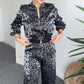 ❤️❤️Women's Fashion Leopard 2-Piece Set - Full-Zipper Jacket & Matching Wide-Leg Pants